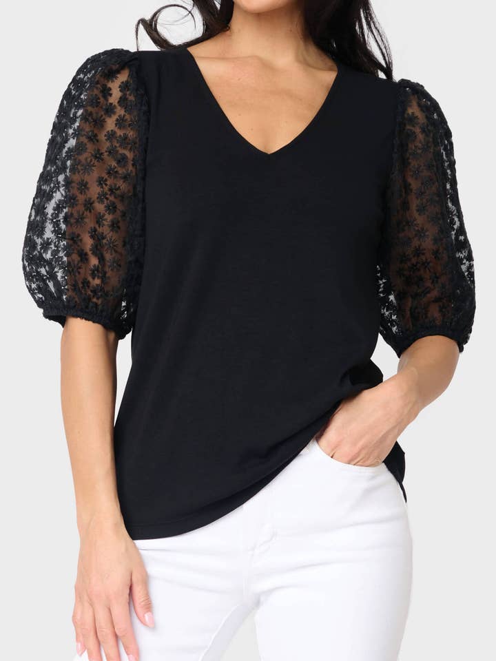 Top Megan Mixed Media Soft Ponte pour la vente par Gibsonlook