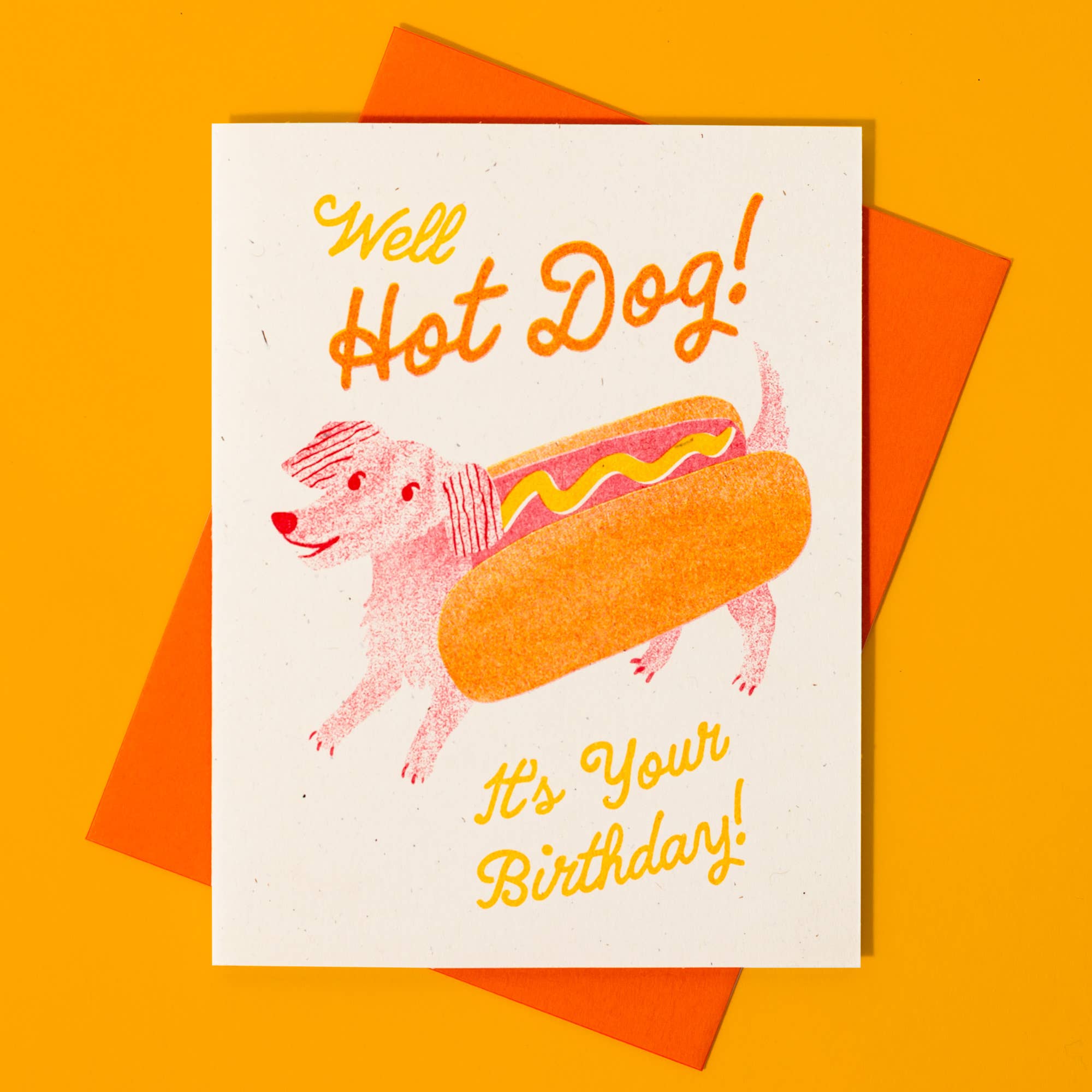 Bromstad Printing Co. - Venta al por mayor Tarjetas de cumpleaños - Tarjeta de cumpleaños Hot Dog - Risograph1