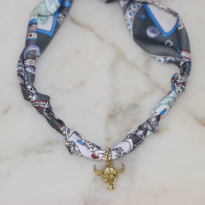 Deep South Originals, LLC - Wholesale Pendant/Charm Necklace - No Bull in Gray Scarf Necklace