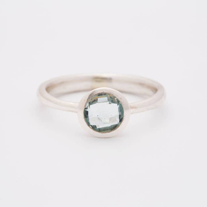 Anel Prata Facetada Aquamarine - Mila por atacado de Koko