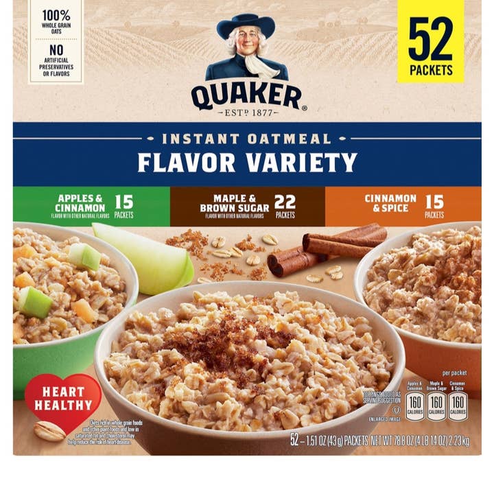 Majestic Wholesale - Wholesale Oats - Quaker Instant Oatmeal Variety Pack, 78.8 oz., 52 pk.