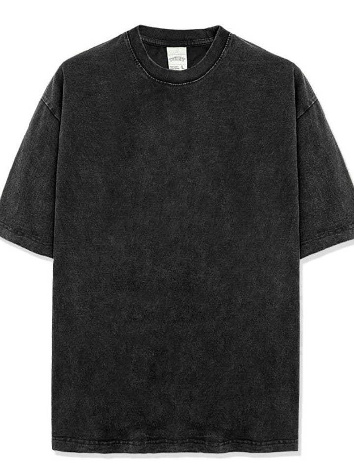 Blak Wardrob - Wholesale T-Shirt - Men's - Men's Full Size Round Neck Washed T-Shirt Plus Size10
