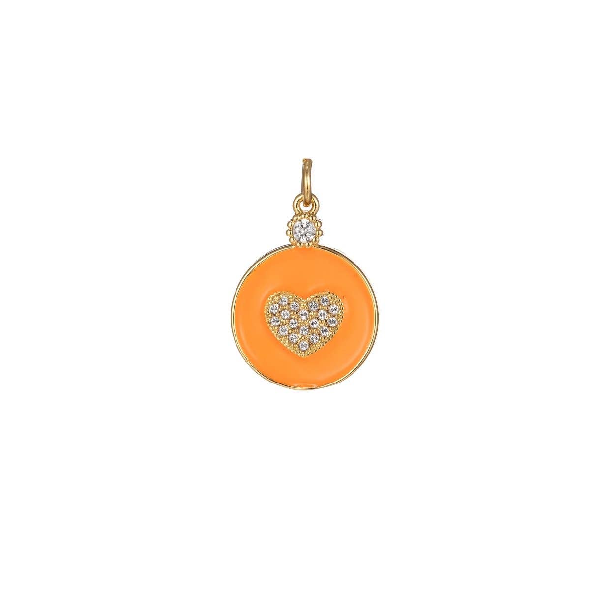 Aim Eternal – wholesale Individual charm/pendant – Dainty Gold Filled Coin Enamel Charm with Micro Pave Heart For Colorful Candy Jewelry Y2K Jewelry M-438 - M-4474