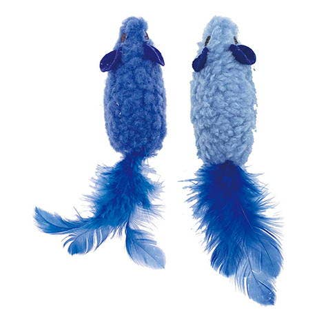 Petio 2 Furry Mouses Cat Toy with Sound (Blue Toy Range) for wholesale by Cats 1st UK