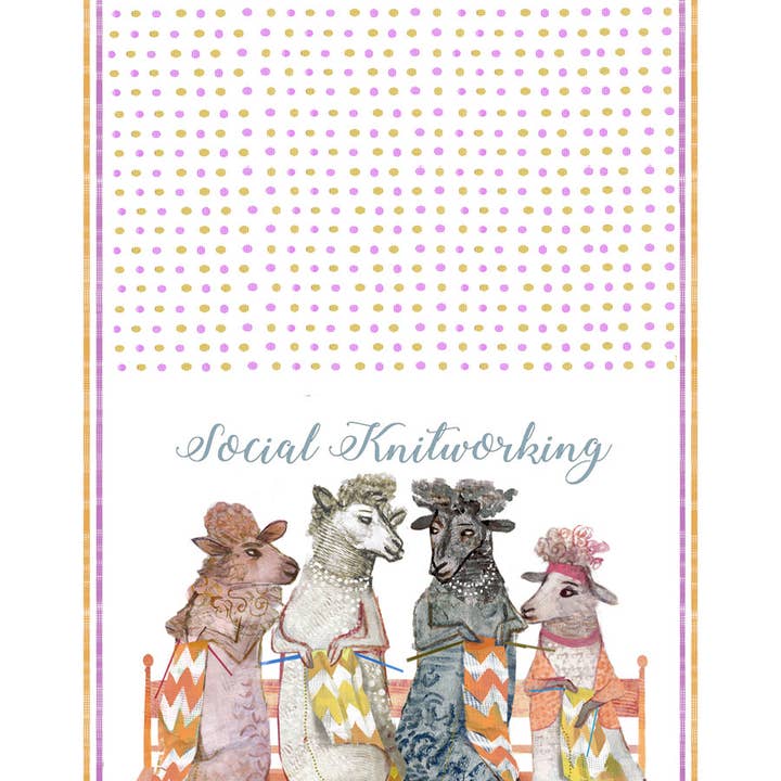 Artiphany - Wholesale Tea Towel - Social Knitworking Tea Towel