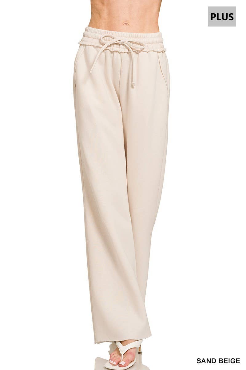 Vanilla Monkey - Vendita all'ingrosso Pantalone - Donna - Pantaloni della tuta palazzo in pile lavaggio acido con tasche Plus8