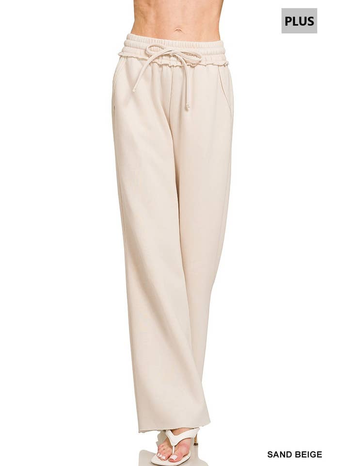 Vanilla Monkey - Vendita all'ingrosso Pantalone - Donna - Pantaloni della tuta palazzo in pile lavaggio acido con tasche Plus8