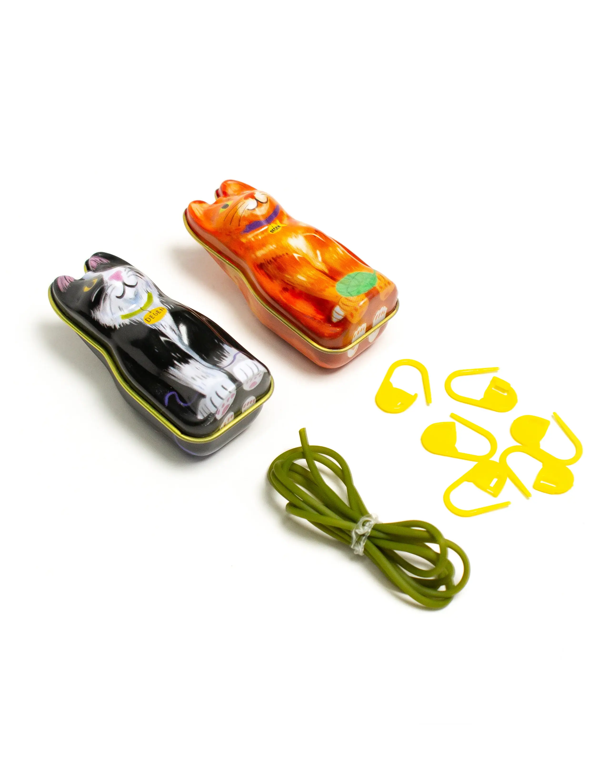 DEGEN - Wholesale Knitting/Crochet Supplies - Orange Cat Tin - Stitch Markers7