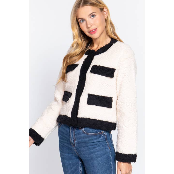 Paperdoll - Wholesale Jacket - Women's - LONG SLV POCKET DETAIL FAUX FUR JACKET