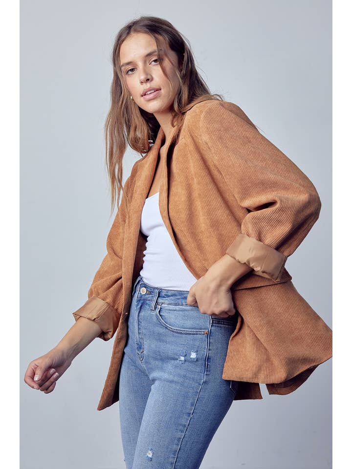 Oversized Corduroy Blazer - Camel for wholesale on Faire