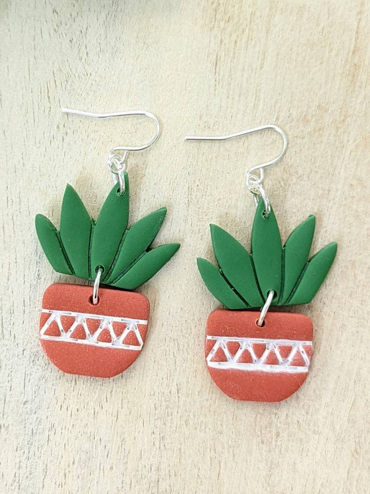Pflanzenohrringe | Pflanzliche Tonohrringe, Pflanzengeschenke für sie, P für den Großhandel von Nettie's Clayhouse