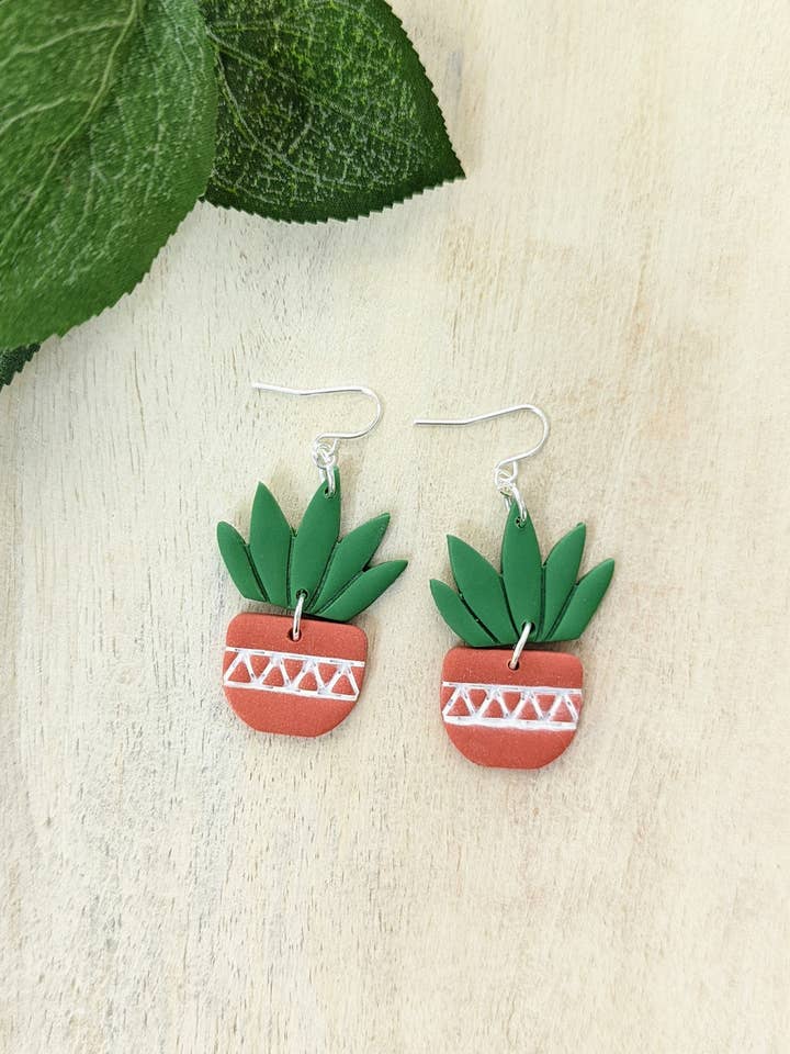 Plant Earrings | Plant Clay Earrings, Plant Gifts For Her, P for wholesale by Nettie's Clayhouse