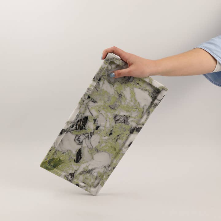 PIETRA DI CASA - Wholesale Decorative Tray - Marble Tray PAPA ALANA in Ice Jade|2