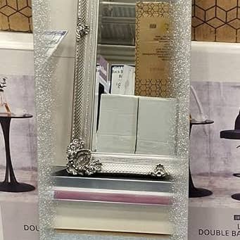 Shimmer Glitter Silver Rectangle Mirror 30x120Cm for wholesale by DEENZ