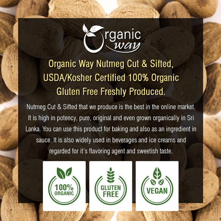 Organic Way LLC - Vente Épices séchées - Muscade moulue premium coupée et tamisée (Myristica fragrans) - Digestion saine | Certifié casher | Sans OGM et sans gluten | Certifié USDA | Origine - Sri Lanka10