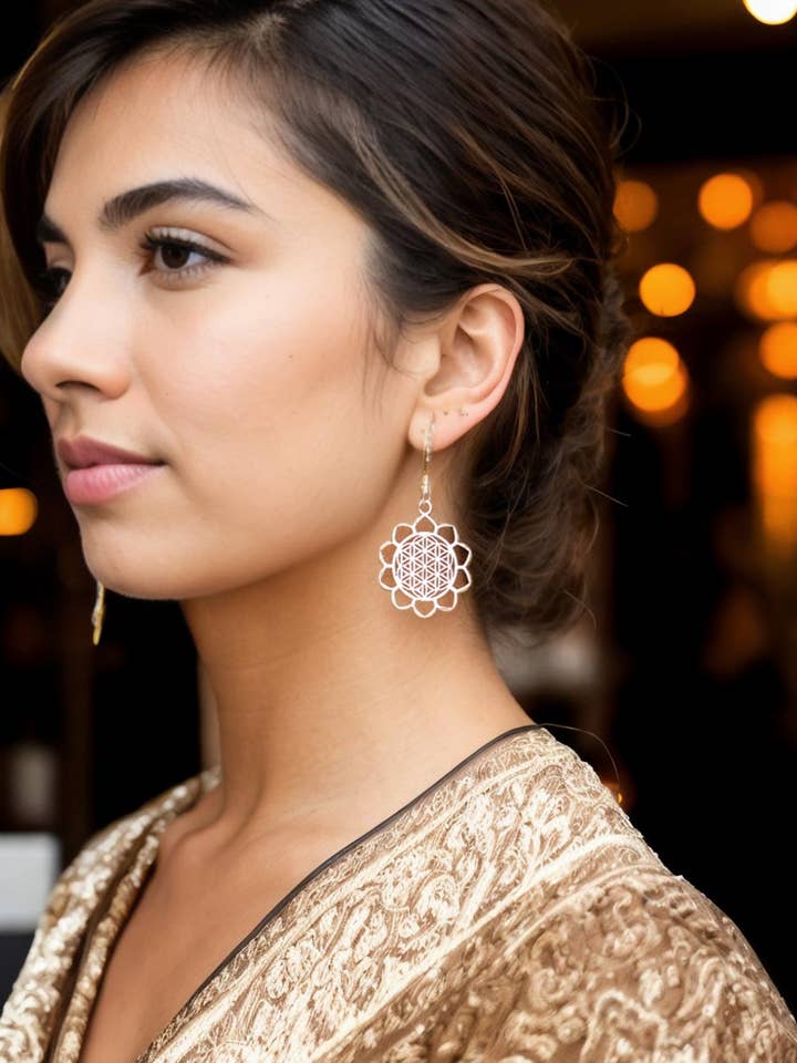 SPE0057 - Mandala earrings with spikes for wholesale by Kimago Look