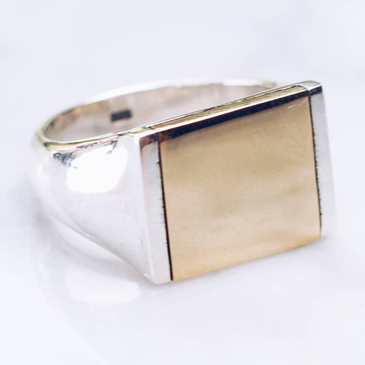 Ring aus gemischtem Metall mit flachem Oberteil — 925er-Ster für den Großhandel von JewelryLab