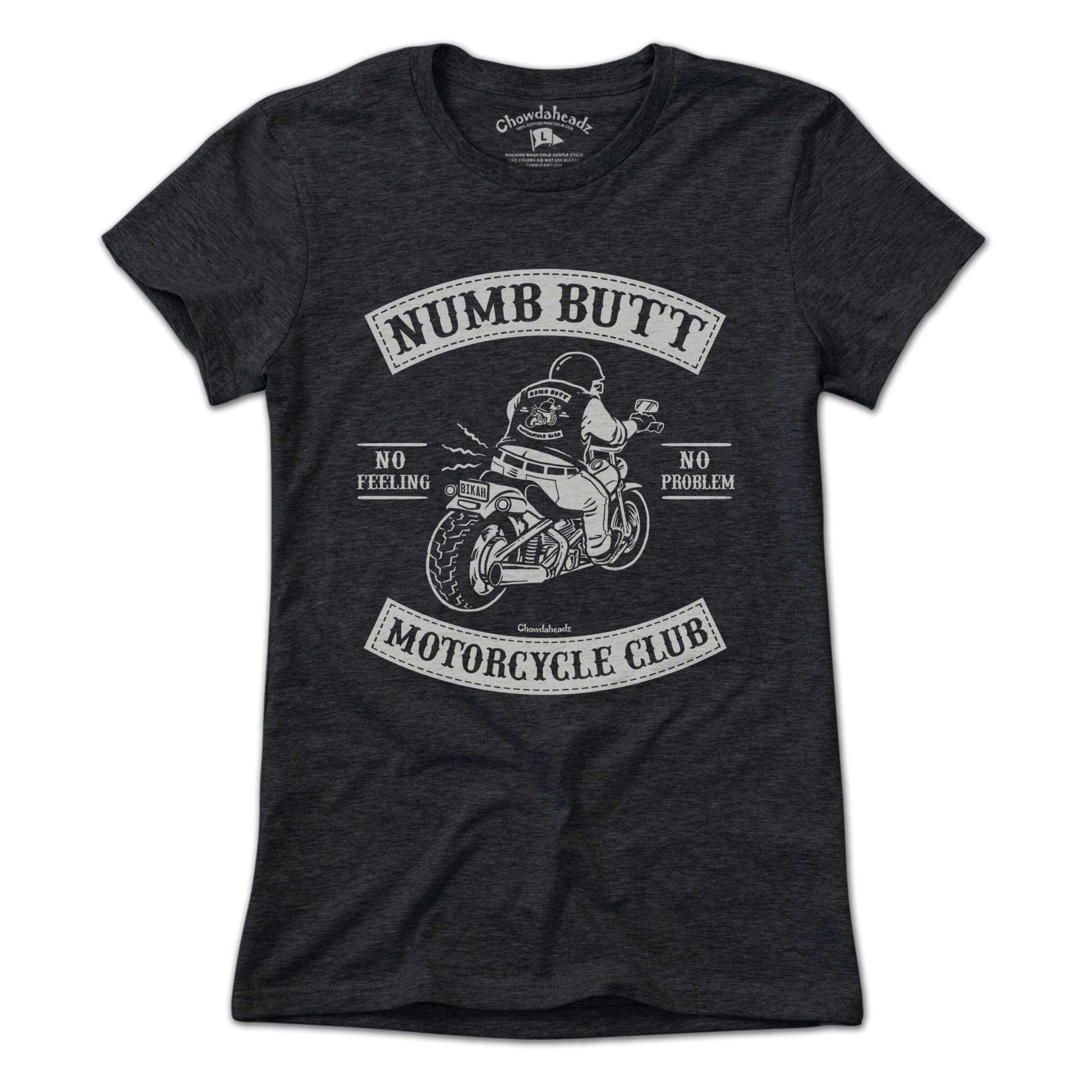 Charcoal Numb Butt Motorcycle Club T-Shirt for wholesale on Faire1