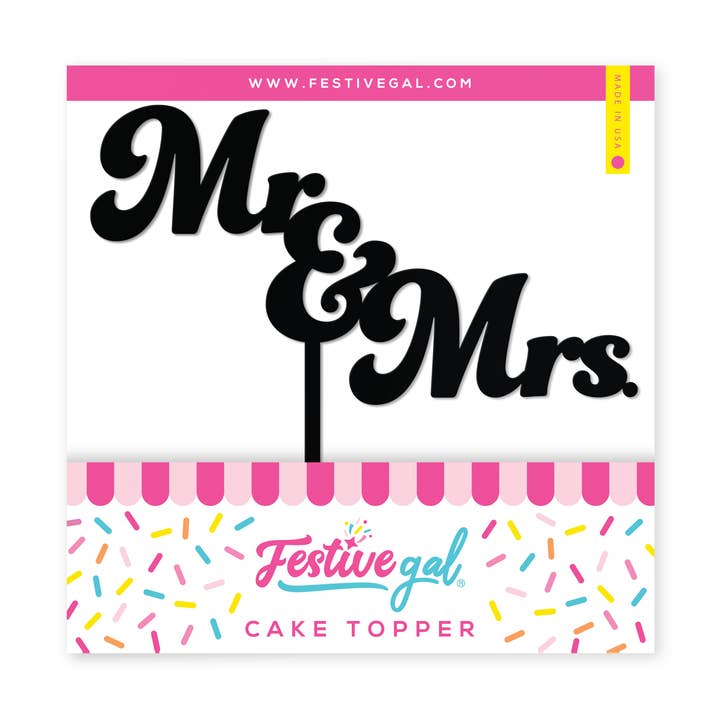 Herr och fru. Akryl Cake Topper för bröllop och förlovning för wholesale av Festive Gal