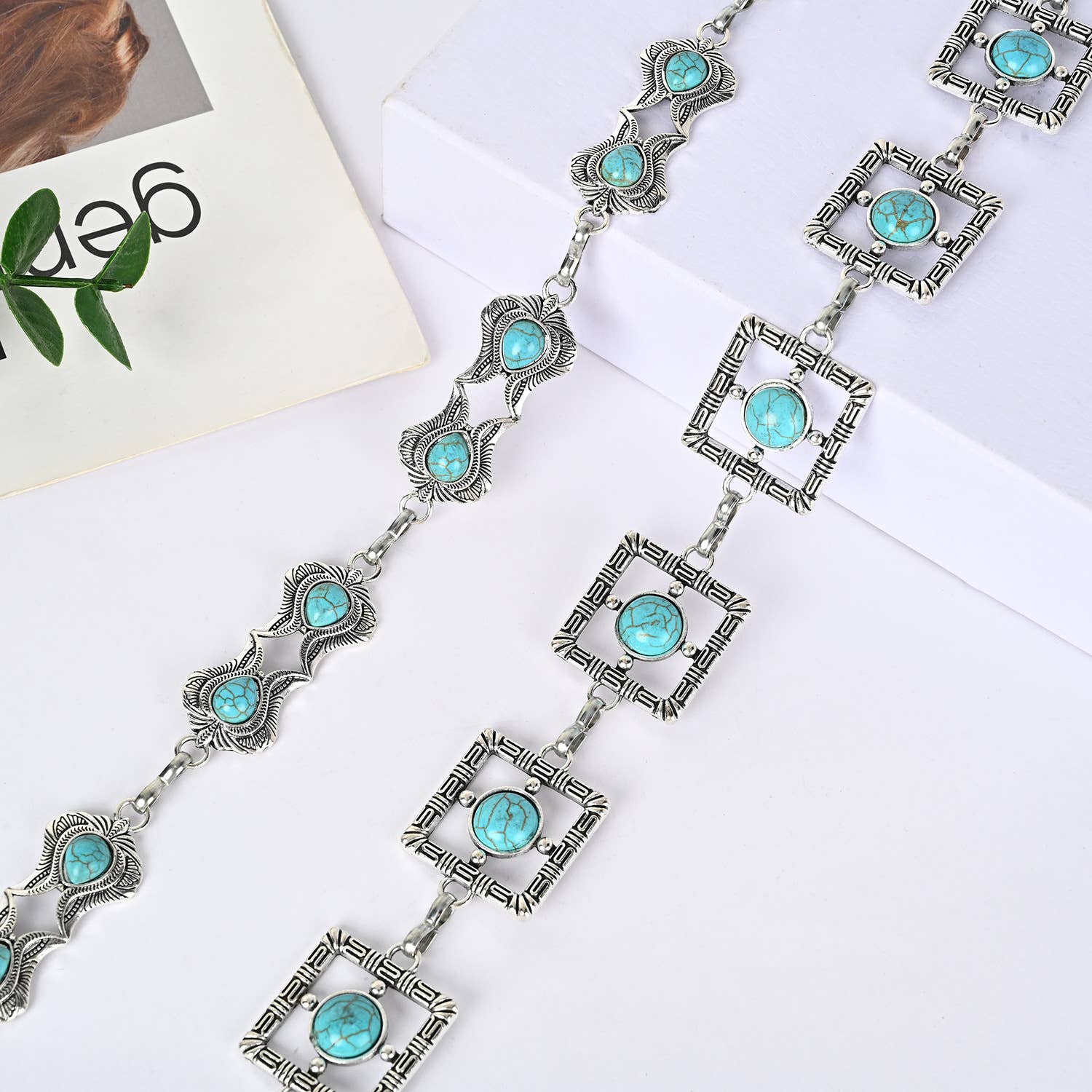 Little Trendy - Vente Ceinture – femme - Ceinture à chaîne Western Turquoise Concho5