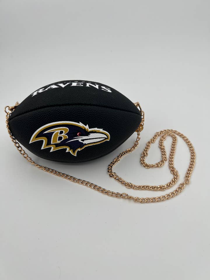 Football Purse made from real football - Ravens for wholesale by Ann Gaylord Bags