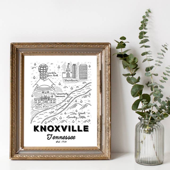 Knoxville Karta - Tryck - 8x10" för wholesale av Paris Woodhull Illustrations
