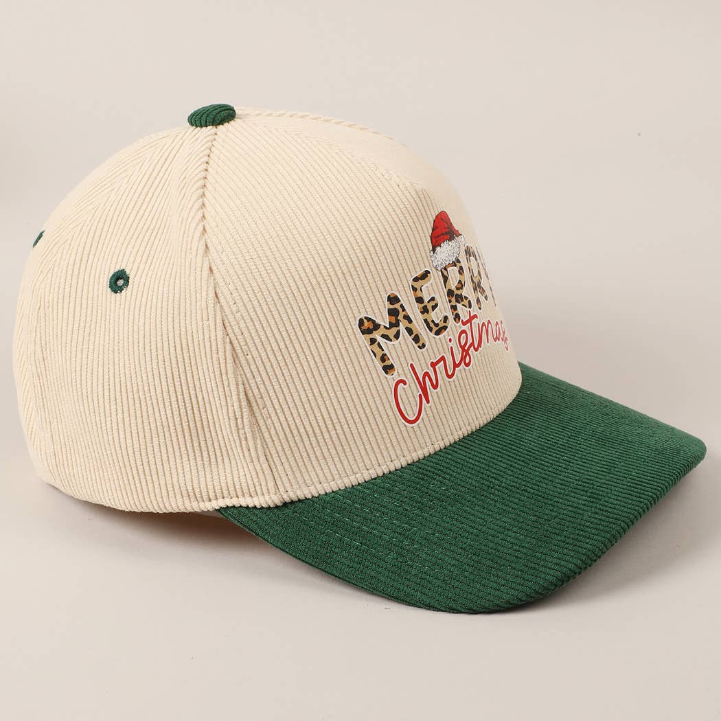 Fashion City – Boné de beisebol - Unissexo por atacado – Boné de veludo cotelê bicolor de texto divertido Felry Christmas10