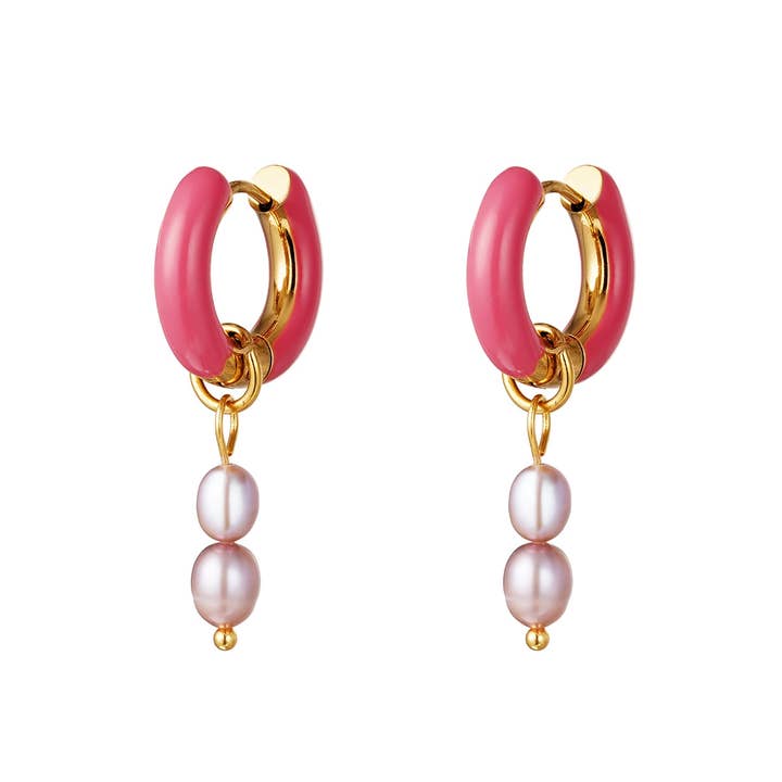 Brincos com Pérolas e Charme Colorido Grande por atacado de SHINE BUY