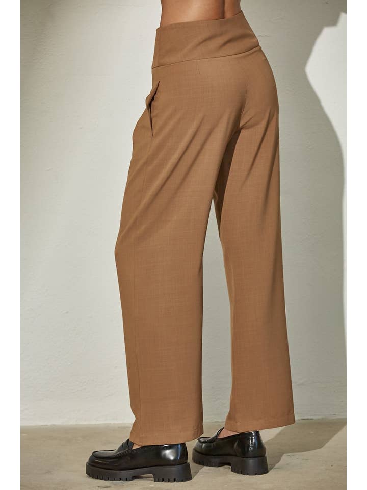 MOCHA High Waisted Pleated Button Down Wide Pants for wholesale on Faire1