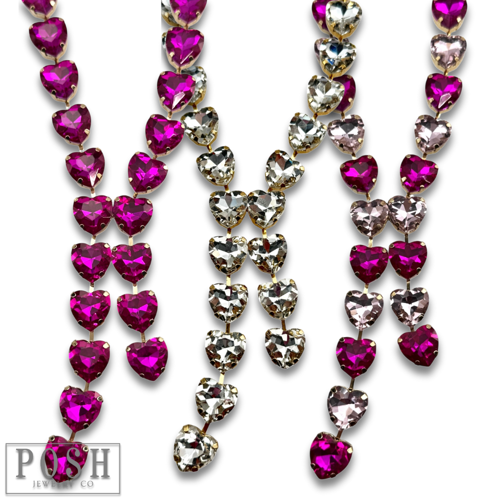 Pink Panache Brands - Wholesale Y-Neck/Lariat Necklace - Rhinestone heart lariat necklace9