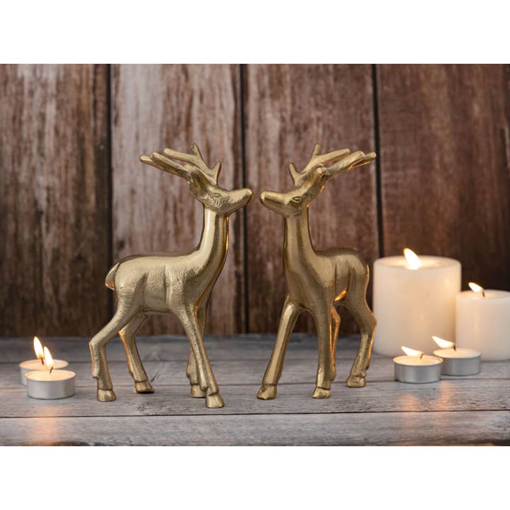 Voglrieder – Decoração de Natal por atacado – Conjunto de figuras decorativas de 2 cervos decoração de mesa figura animal metal15