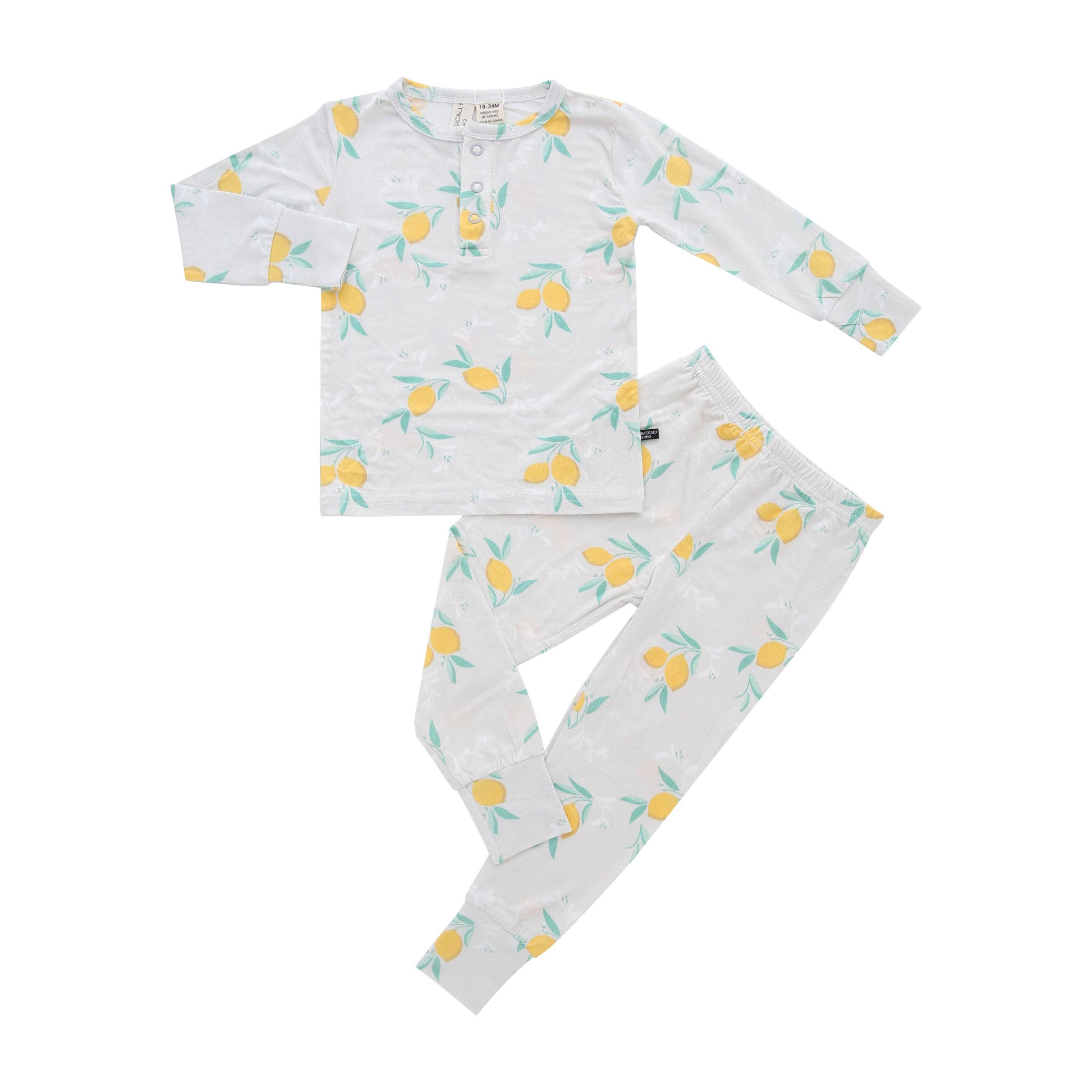 Basically Soho - Wholesale Sleepwear Set - Kids - Amalfi Coast Lemon Gray Two-Piece Set2