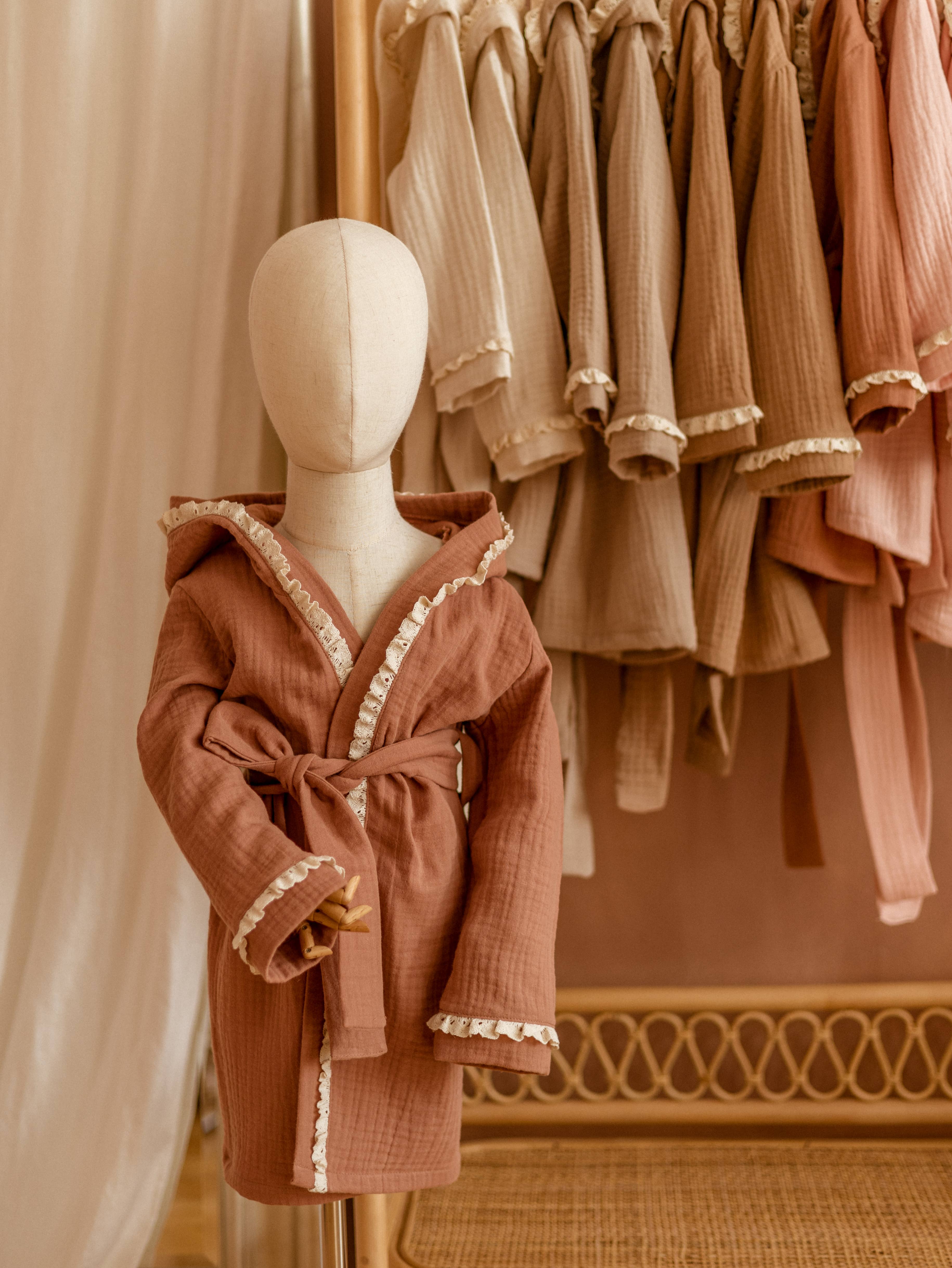 PETITE EvelinaApparel - Wholesale Robe - Kids - Kids Bath robe / Muslin & Lace 1