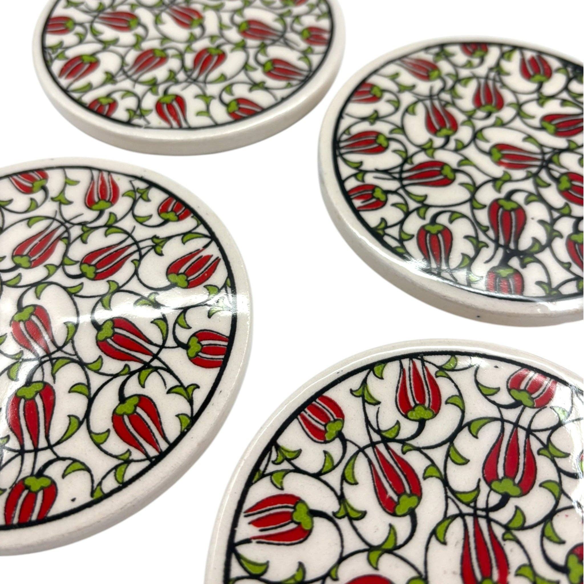 cotonIQ - Wholesale Coasters - Ceramic Coasters - Set of 4 - Tulip - 9cm3