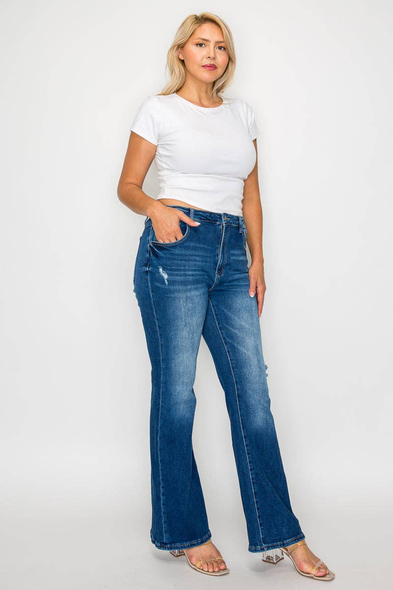 Blå PLUS SIZE HØJTALJET BOOT CUT BEN #BT5022X for engroshandel på Faire2