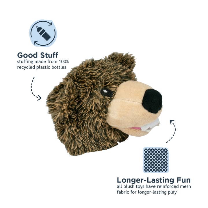 Tall Tails - Wholesale Pet Plush Toy - Dog - Grizzly 2-in-1 Fetch Ball Dog Toy4