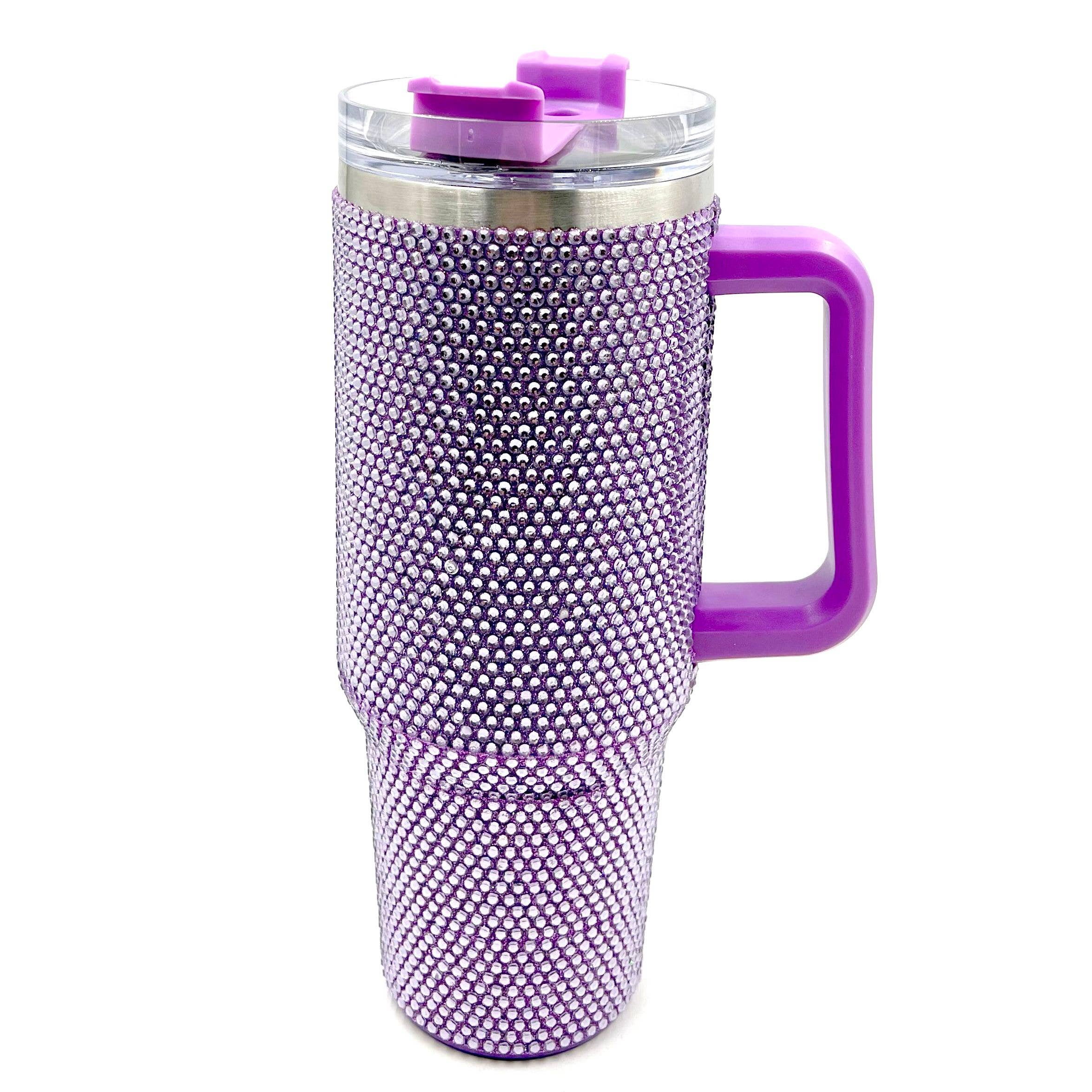 Diacly - Wholesale Insulated Mug/Tumbler - Bling Solid Rhinestone Tumbler Straw with 2 Brushes Spong10