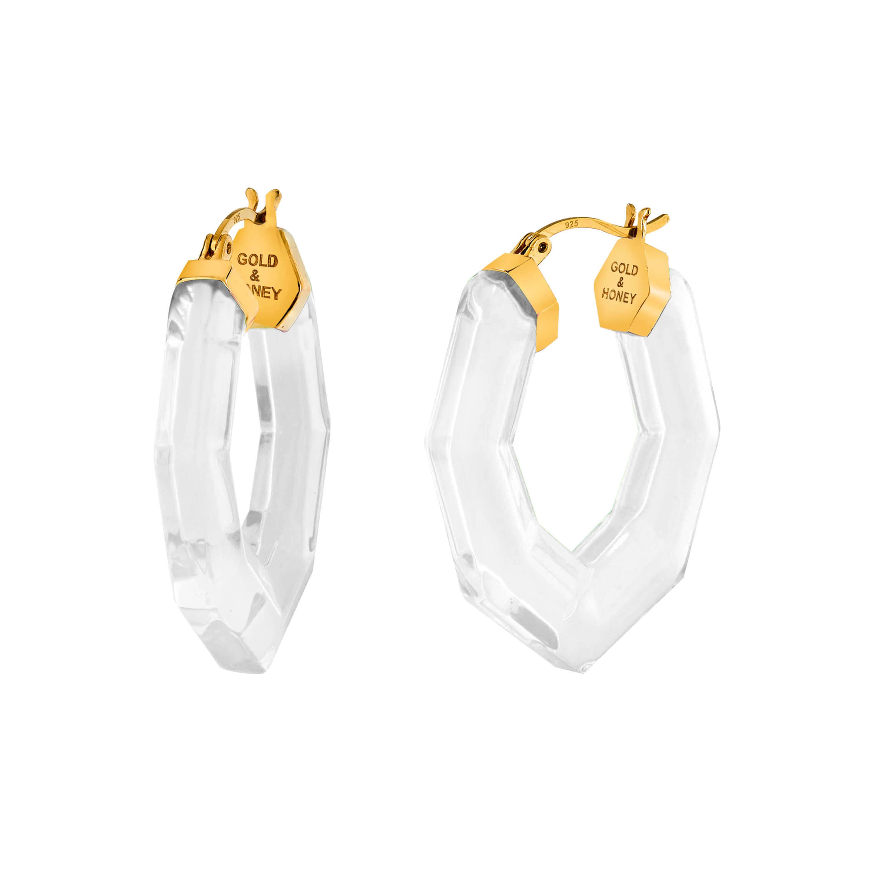 Gold & Honey - Vendita all'ingrosso Orecchini a cerchio - Cerchio trasparente a forma di pera da 3,8 cm6