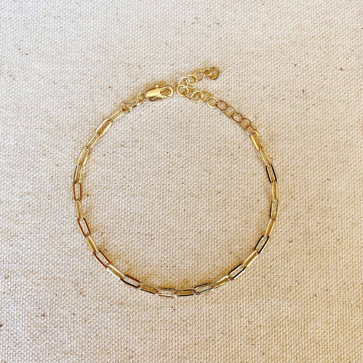 GoldFi - Wholesale Link & Chain Bracelet - 18k Gold Filled Short Link Paperclip Bracelet