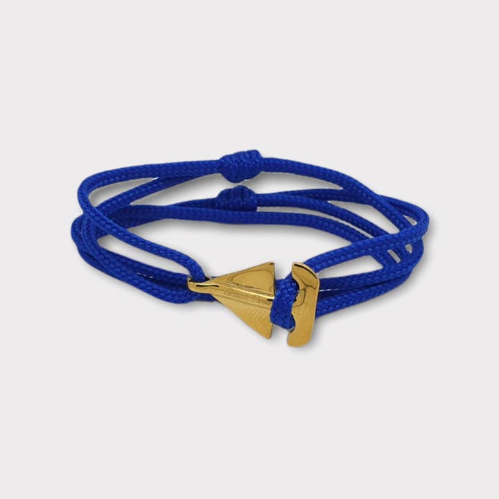 Break Time – Großhandel Gewebtes/geflochtenes Armband – SAILOR elektrisches blaues Mini-Boot-Armband (2 cm) (SMN005)