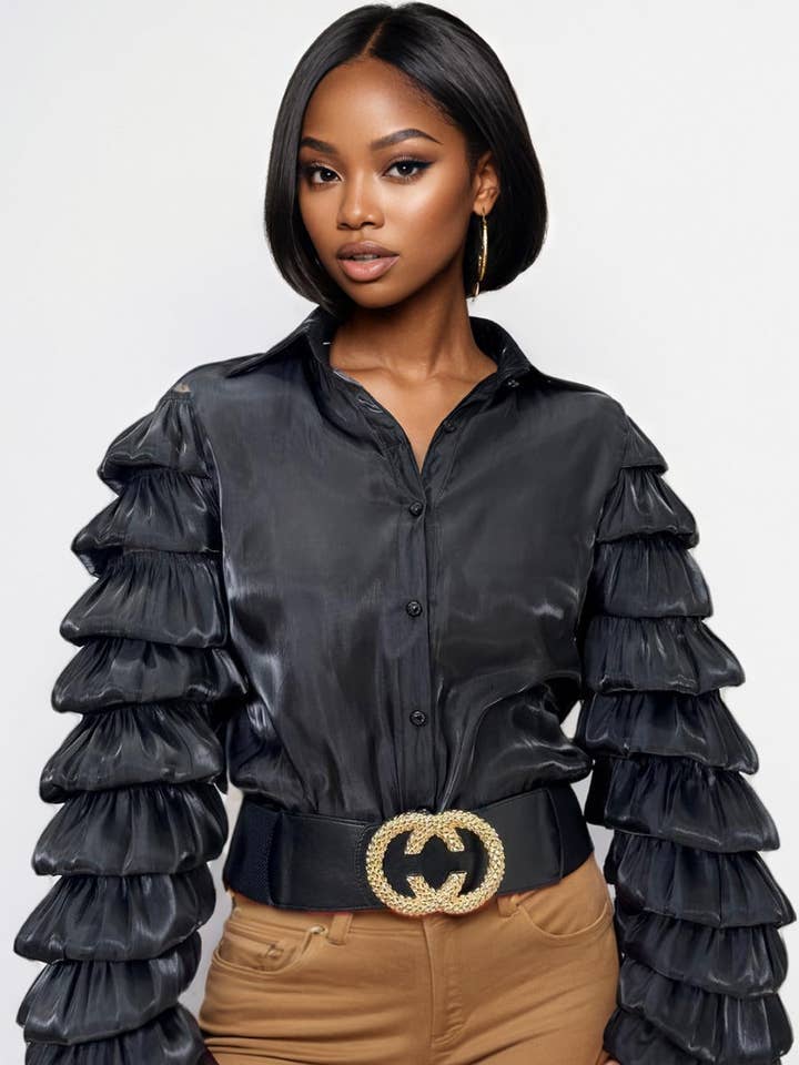 W5915 LAYERED SLEEVE TOP for wholesale by N by Nancy