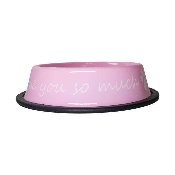 "I LOVE YOU SO MUCH" Printed Stainless Steel Dog Bowl (24oz) for wholesale by Jojo Modern Pets