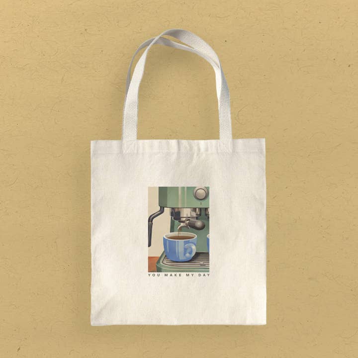 Espresso You Make My Day - Sac fourre-tout en toile pour la vente par Boheme Bliss
