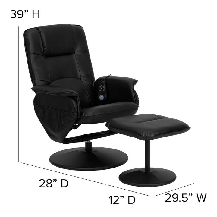 Flash Furniture - Wholesale Chair - Black LeatherSoft Massaging Recliner with Ottoman3