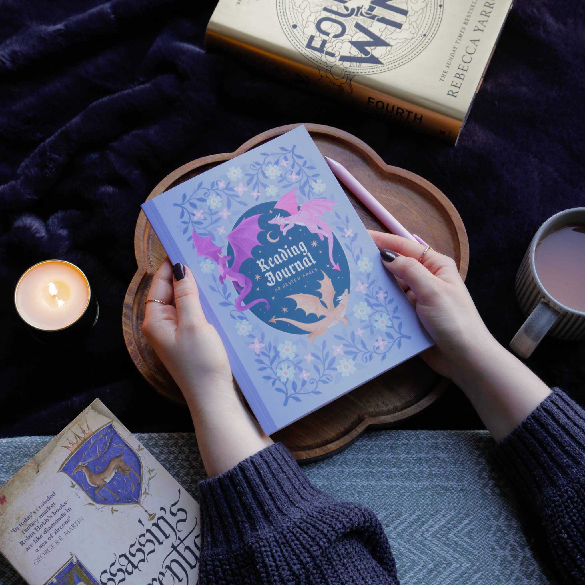 Hopscotch Paper Co. - Wholesale Journal/Diary - Reading Journal Dragon, Cosy Quest – 50 Book Review Notebook2