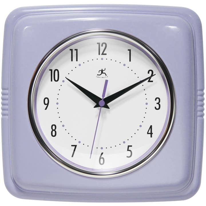 Retro Square Lilac Indoor Wall Clock 9.25 Inch for wholesale by Infinity Instruments