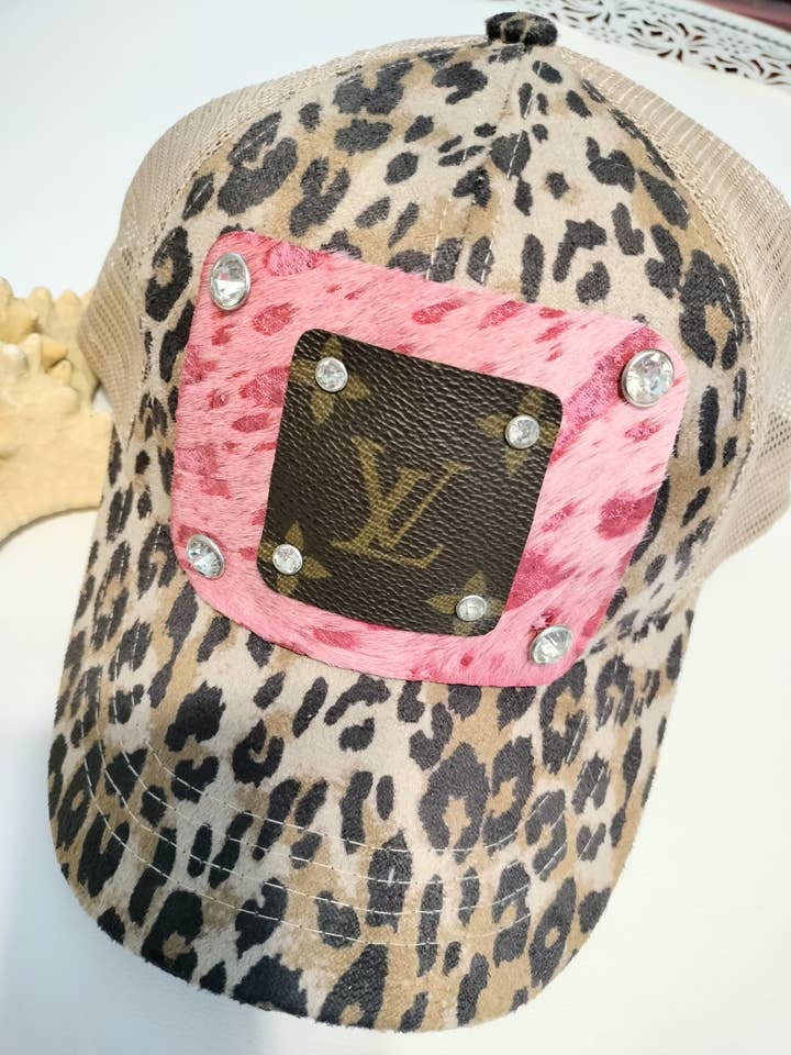 Leopard and leather hat for wholesale by Contagious Couture
