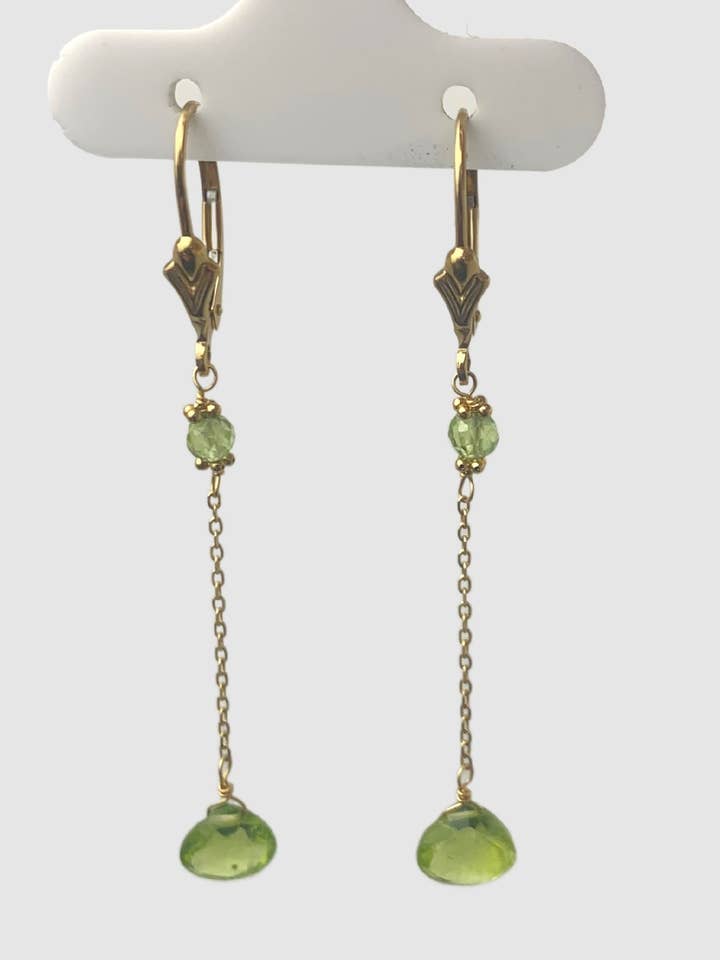 14KY Peridot 2 Station Drop Earrings for wholesale by Raja Jewels
