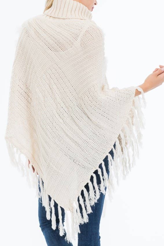 Cap Zone - Vente Poncho – femme - Poncho col roulé de luxe avec accent de fourrure7