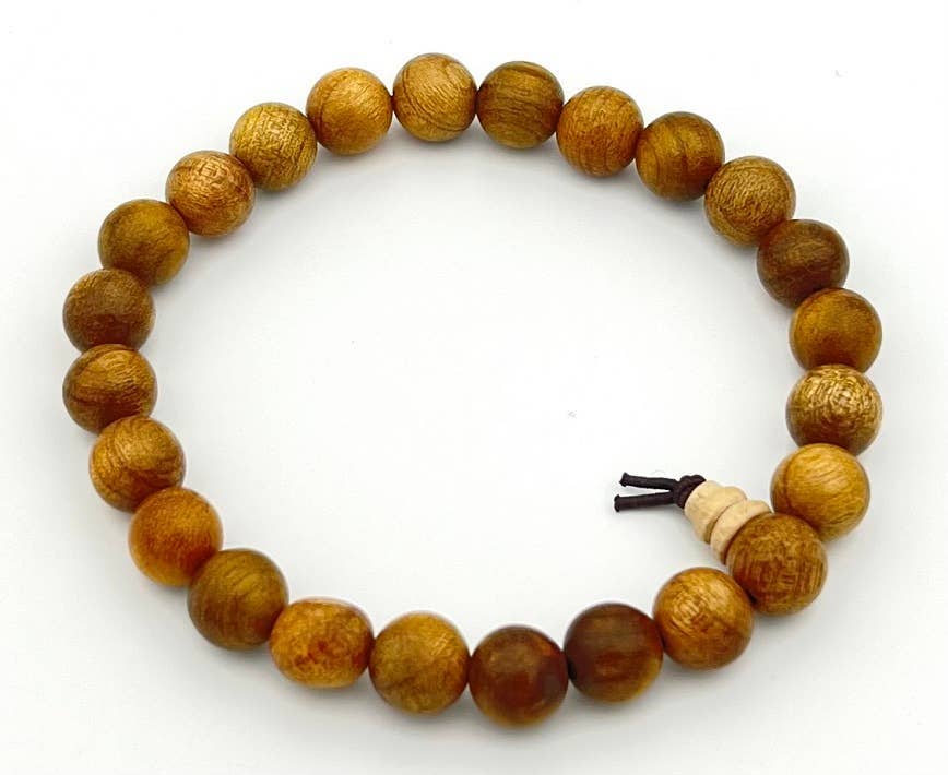 Namu Baru Inc. - Wholesale Beaded Bracelet - Large Size Gold Phoebe Wood Beaded Bracelet Wrist Mala 10mm4